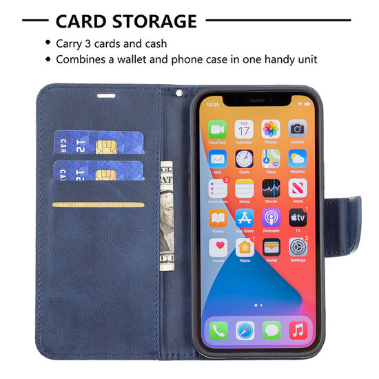 iPhone 13 Pro Hoesje - MobyDefend Wallet Book Case Met Koord - Blauw