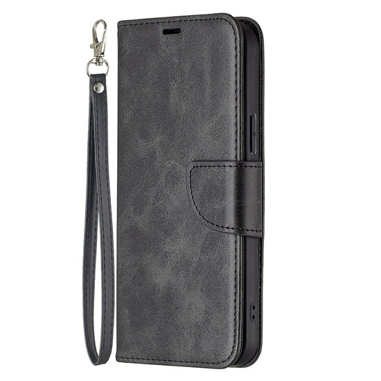 iPhone 13 Pro Hoesje - MobyDefend Wallet Book Case Met Koord - Zwart