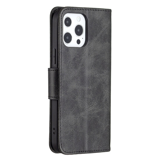 iPhone 13 Pro Hoesje - MobyDefend Wallet Book Case Met Koord - Zwart