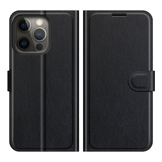iPhone 13 Pro Hoesje - MobyDefend Kunstleren Wallet Book Case (Sluiting Voorkant) - Zwart