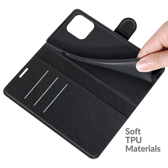iPhone 13 Pro Hoesje - MobyDefend Kunstleren Wallet Book Case (Sluiting Voorkant) - Zwart