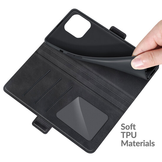 iPhone 13 Pro Hoesje - MobyDefend Luxe Wallet Book Case (Sluiting Zijkant) - Zwart