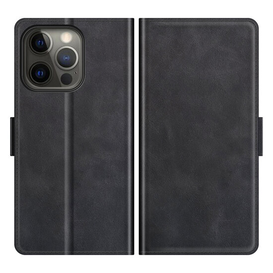 iPhone 13 Pro Hoesje - MobyDefend Luxe Wallet Book Case (Sluiting Zijkant) - Zwart