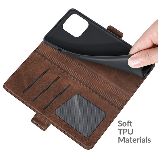iPhone 13 Pro Max Hoesje - MobyDefend Luxe Wallet Book Case (Sluiting Zijkant) - Bruin