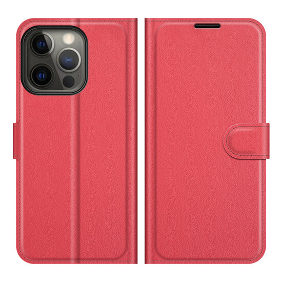 iPhone 13 Pro Max Hoesje - MobyDefend Kunstleren Wallet Book Case (Sluiting Voorkant) - Rood