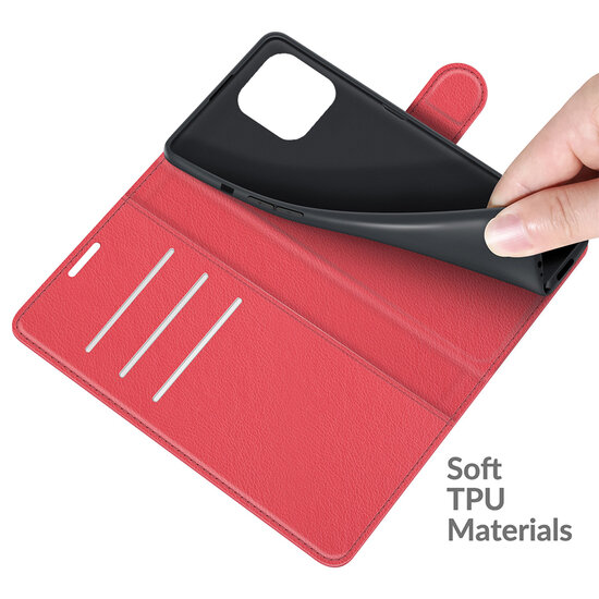iPhone 13 Pro Max Hoesje - MobyDefend Kunstleren Wallet Book Case (Sluiting Voorkant) - Rood