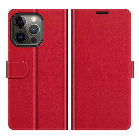iPhone 13 Pro Max Hoesje - MobyDefend Wallet Book Case (Sluiting Achterkant) - Rood