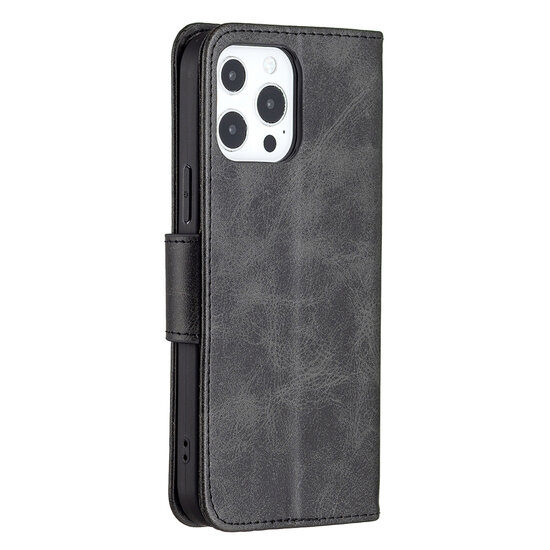 iPhone 13 Pro Max Hoesje - MobyDefend Wallet Book Case Met Koord - Zwart