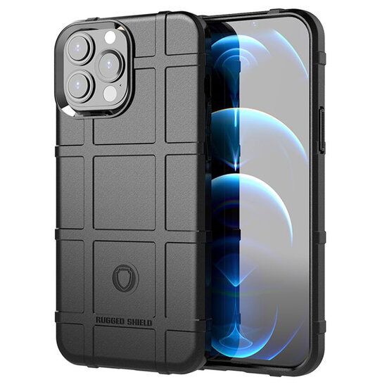 iPhone 13 Pro Max Hoesje - Mobydefend Rugged Shield TPU Backcover - Zwart