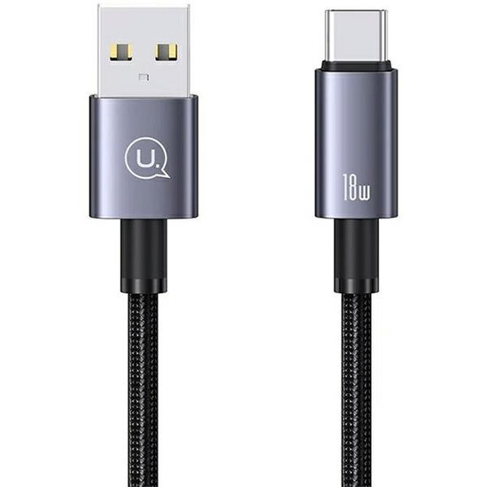 USAMS USB-A naar USB-C kabel - 0,25 Meter - Zwart