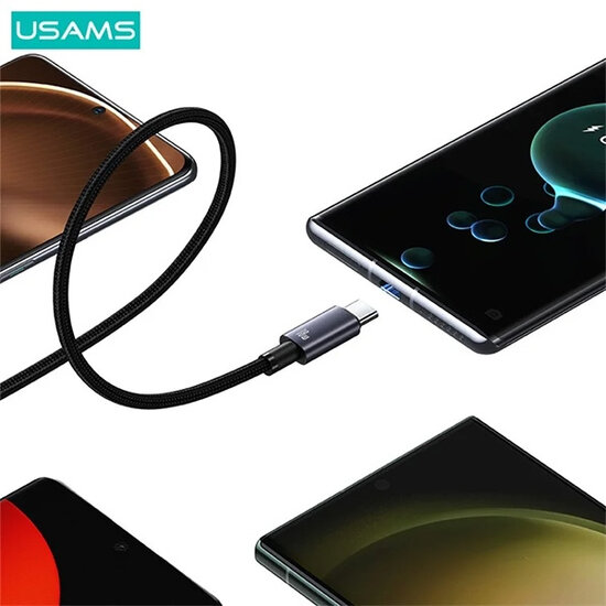 USAMS USB-A naar USB-C kabel - 0,25 Meter - Zwart