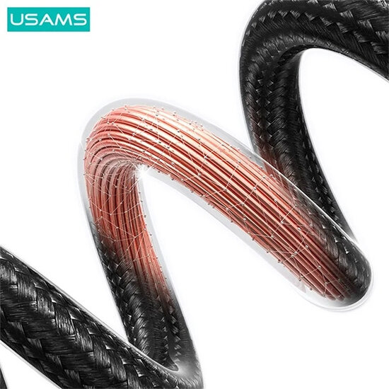 USAMS USB-A naar USB-C kabel - 0,25 Meter - Zwart