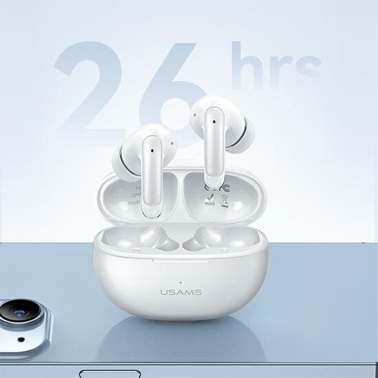 USAMS Wireless Bluetooth Earbuds - Inclusief Charge Case - Wit