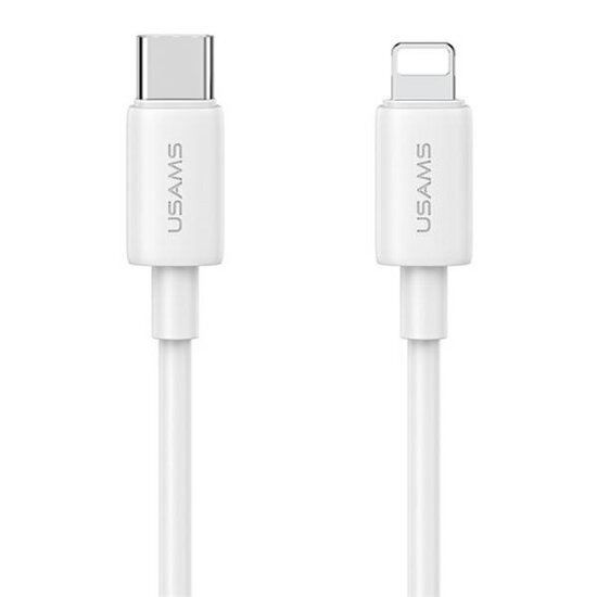 USAMS Wall charger m&eacute;t Lightning Kabel (1M) - Oplader met 1 USB-C poort - 20W - PD2.0 - Wit