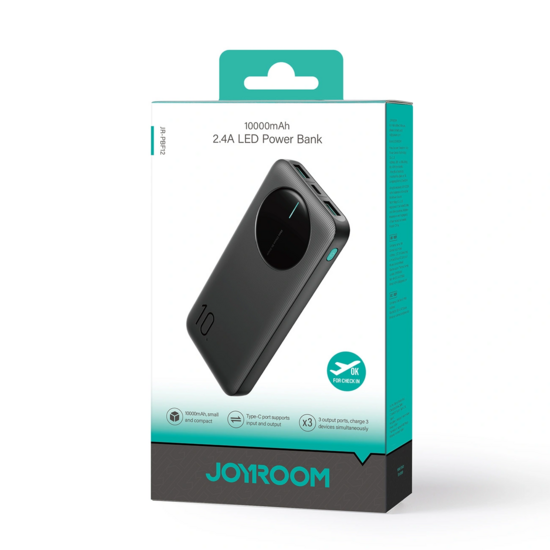Joyroom Powerbank - 10000mAh - 2x USB-A en 1x USB-C - Zwart