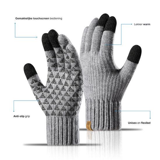MobyDefend Touchscreen Handschoenen - Grijs - Maat S/M