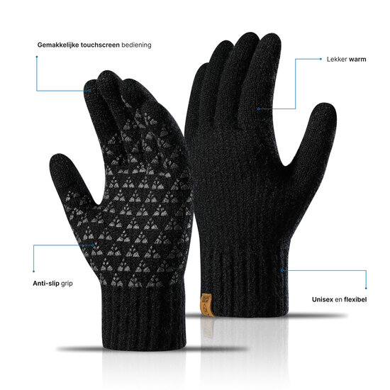 MobyDefend Touchscreen Handschoenen - Zwart - Maat L/XL