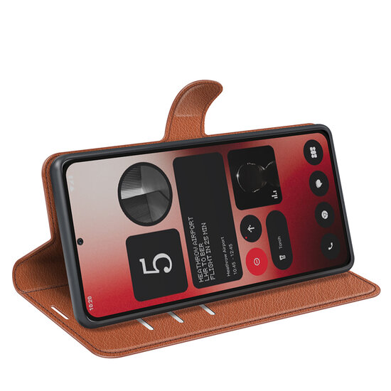 Nothing Phone (2a) / Nothing Phone (2a) Plus Hoesje - MobyDefend Kunstleren Wallet Book Case (Sluiting Voorkant) - Bruin