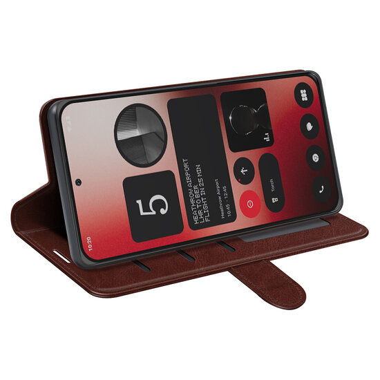 Nothing Phone (2a) / Nothing Phone (2a) Plus Hoesje - MobyDefend Wallet Book Case (Sluiting Achterkant) - Bruin