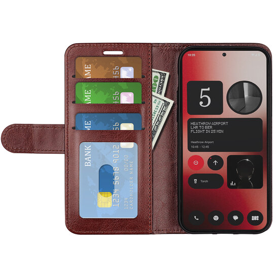 Nothing Phone (2a) / Nothing Phone (2a) Plus Hoesje - MobyDefend Wallet Book Case (Sluiting Achterkant) - Bruin