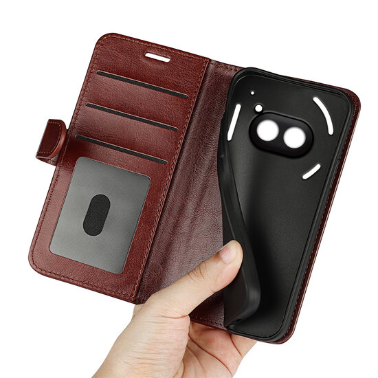 Nothing Phone (2a) / Nothing Phone (2a) Plus Hoesje - MobyDefend Wallet Book Case (Sluiting Achterkant) - Bruin