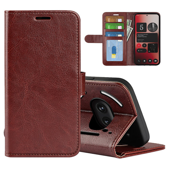 Nothing Phone (2a) / Nothing Phone (2a) Plus Hoesje - MobyDefend Wallet Book Case (Sluiting Achterkant) - Bruin
