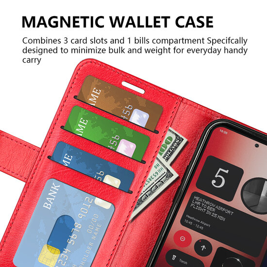 Nothing Phone (2a) / Nothing Phone (2a) Plus Hoesje - MobyDefend Wallet Book Case (Sluiting Achterkant) - Rood