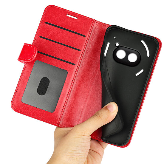 Nothing Phone (2a) / Nothing Phone (2a) Plus Hoesje - MobyDefend Wallet Book Case (Sluiting Achterkant) - Rood
