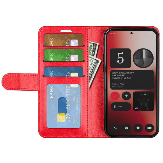 Nothing Phone (2a) / Nothing Phone (2a) Plus Hoesje - MobyDefend Wallet Book Case (Sluiting Achterkant) - Rood