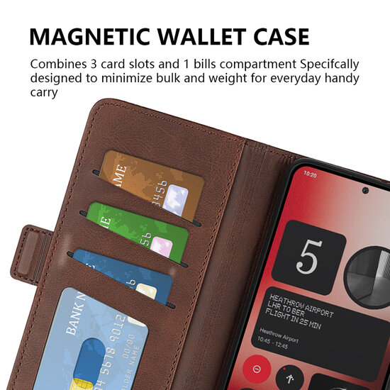 Nothing Phone (2a) / Nothing Phone (2a) Plus Hoesje - MobyDefend Luxe Wallet Book Case (Sluiting Zijkant) - Bruin