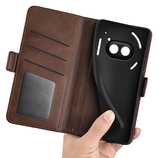 Nothing Phone (2a) / Nothing Phone (2a) Plus Hoesje - MobyDefend Luxe Wallet Book Case (Sluiting Zijkant) - Bruin