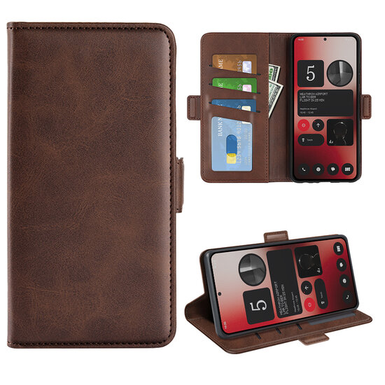 Nothing Phone (2a) / Nothing Phone (2a) Plus Hoesje - MobyDefend Luxe Wallet Book Case (Sluiting Zijkant) - Bruin