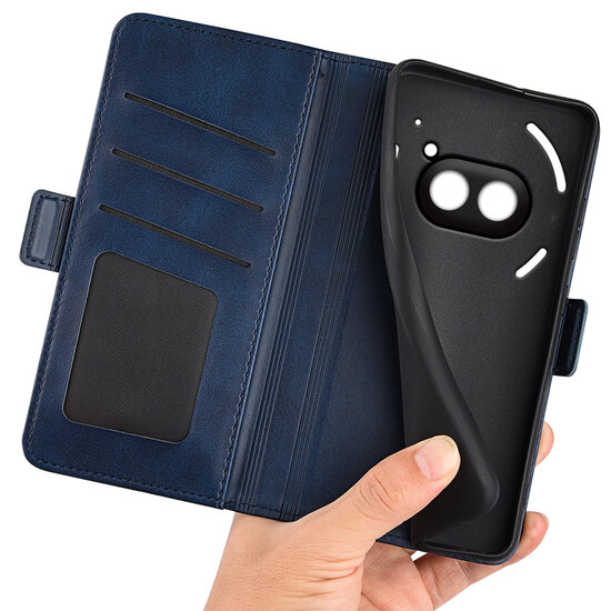 Nothing Phone (2a) / Nothing Phone (2a) Plus Hoesje - MobyDefend Luxe Wallet Book Case (Sluiting Zijkant) - Blauw