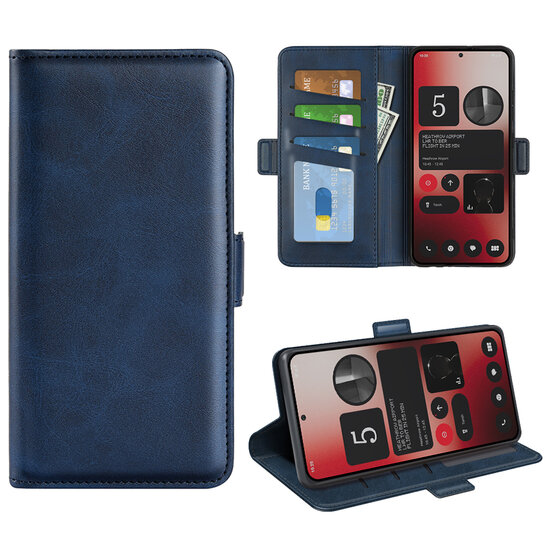 Nothing Phone (2a) / Nothing Phone (2a) Plus Hoesje - MobyDefend Luxe Wallet Book Case (Sluiting Zijkant) - Blauw