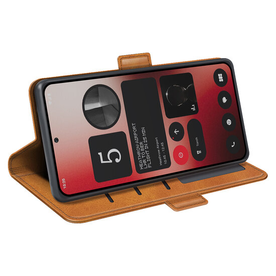 Nothing Phone (2a) / Nothing Phone (2a) Plus Hoesje - MobyDefend Luxe Wallet Book Case (Sluiting Zijkant) - Lichtbruin