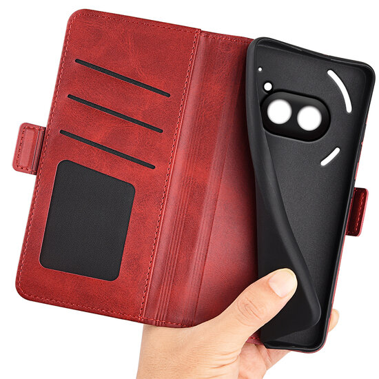 Nothing Phone (2a) / Nothing Phone (2a) Plus Hoesje - MobyDefend Luxe Wallet Book Case (Sluiting Zijkant) - Rood