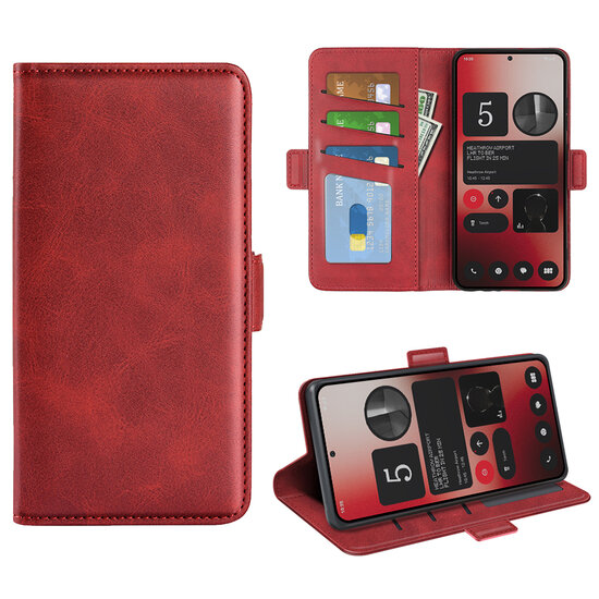 Nothing Phone (2a) / Nothing Phone (2a) Plus Hoesje - MobyDefend Luxe Wallet Book Case (Sluiting Zijkant) - Rood