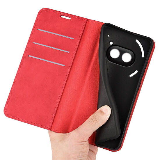Nothing Phone (2a) / Nothing Phone (2a) Plus Hoesje - Luxe Wallet Bookcase (Magnetische Sluiting) - Rood