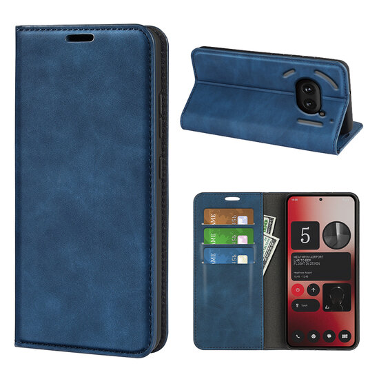 Nothing Phone (2a) / Nothing Phone (2a) Plus Hoesje - Luxe Wallet Bookcase (Magnetische Sluiting) - Blauw