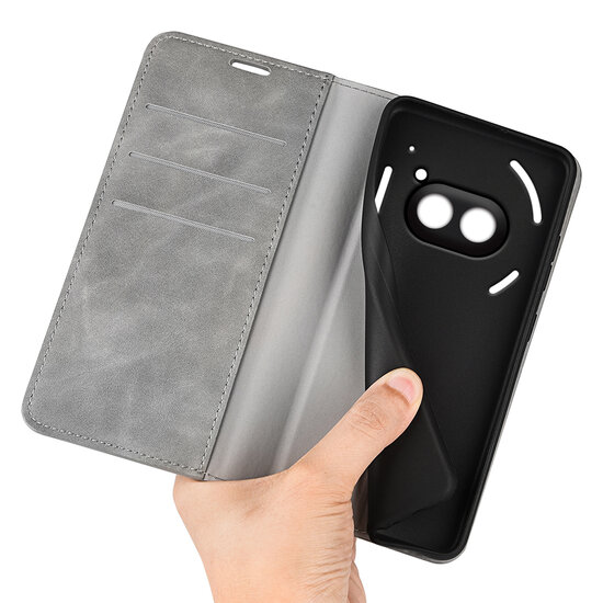 Nothing Phone (2a) / Nothing Phone (2a) Plus Hoesje - Luxe Wallet Bookcase (Magnetische Sluiting) - Grijs