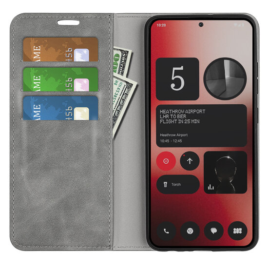 Nothing Phone (2a) / Nothing Phone (2a) Plus Hoesje - Luxe Wallet Bookcase (Magnetische Sluiting) - Grijs
