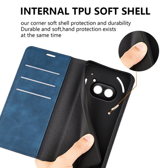 Nothing Phone (2a) / Nothing Phone (2a) Plus Hoesje - Luxe Wallet Bookcase (Magnetische Sluiting) - Zwart