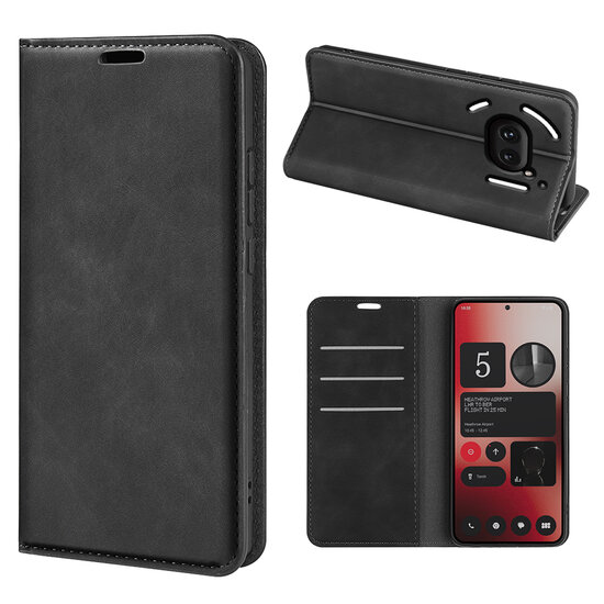 Nothing Phone (2a) / Nothing Phone (2a) Plus Hoesje - Luxe Wallet Bookcase (Magnetische Sluiting) - Zwart