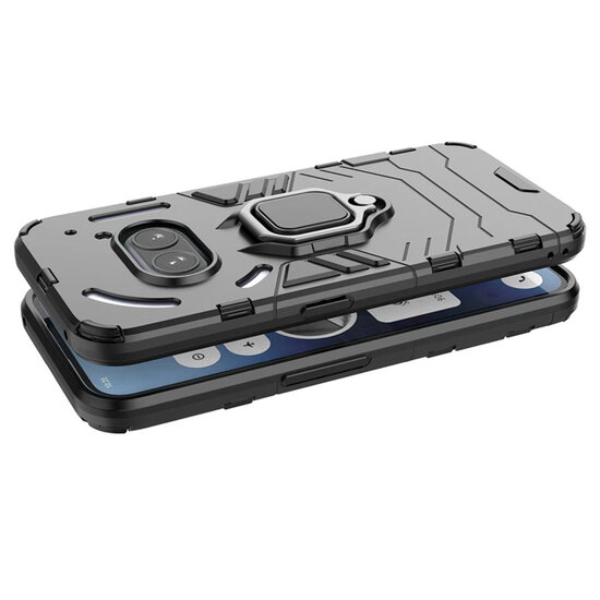 Nothing Phone (2a) / Nothing Phone (2a) Plus Hoesje - MobyDefend Dubbelgelaagde Pantsercase Met Standaard - Zwart