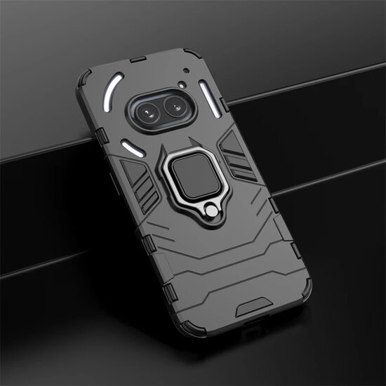 Nothing Phone (2a) / Nothing Phone (2a) Plus Hoesje - MobyDefend Dubbelgelaagde Pantsercase Met Standaard - Zwart