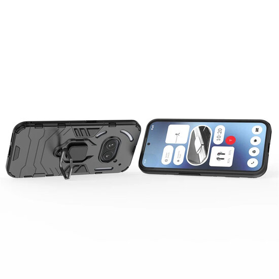 Nothing Phone (2a) / Nothing Phone (2a) Plus Hoesje - MobyDefend Dubbelgelaagde Pantsercase Met Standaard - Zwart