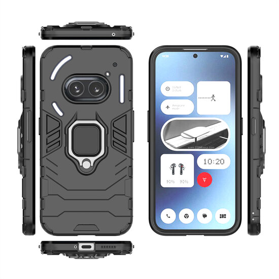 Nothing Phone (2a) / Nothing Phone (2a) Plus Hoesje - MobyDefend Dubbelgelaagde Pantsercase Met Standaard - Zwart