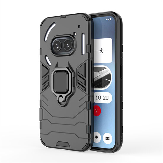 Nothing Phone (2a) / Nothing Phone (2a) Plus Hoesje - MobyDefend Dubbelgelaagde Pantsercase Met Standaard - Zwart