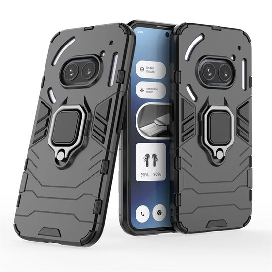 Nothing Phone (2a) / Nothing Phone (2a) Plus Hoesje - MobyDefend Dubbelgelaagde Pantsercase Met Standaard - Zwart