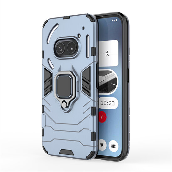 Nothing Phone (2a) / Nothing Phone (2a) Plus Hoesje - MobyDefend Dubbelgelaagde Pantsercase Met Standaard - Blauw